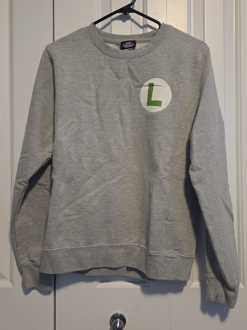 Gray Crewneck Sweatshirt with Green L Patch